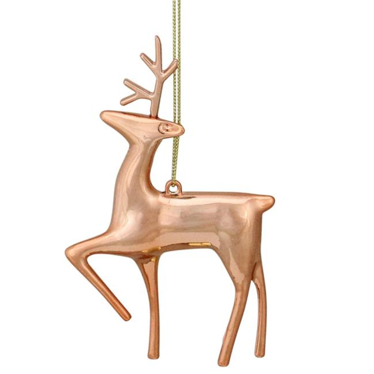 Northlight 32913463 4.75 in. Shiny Rose Gold Metal Reindeer Christmas Tree Ornament